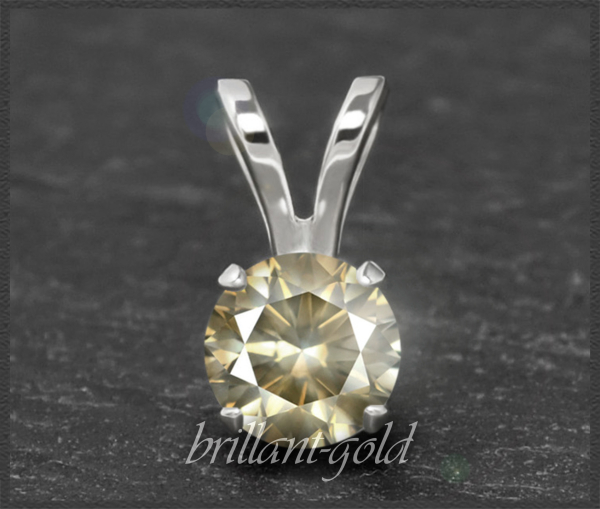 Brillant Anhänger 585 Gold; 1,12ct, zart champagner, Si2